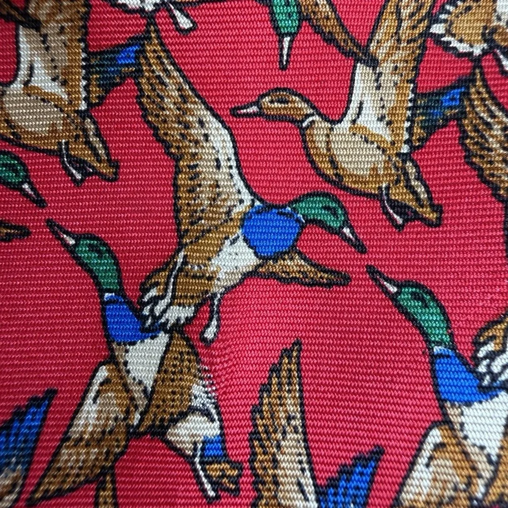 Beauport Red Silk Necktie Flying‎ Mallard Duck 3 3/4